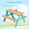 Natural Wooden Kids Picnic Table Set with Trapezoid Base and Rounded Corners